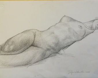 Boceto a lápiz de Nudeart, mujer desnuda tumbada en un sofá, dibujo a lápiz de mujer de Nudeart, boceto de Nudeart del natural, boceto a lápiz de mujer desnuda, lápiz