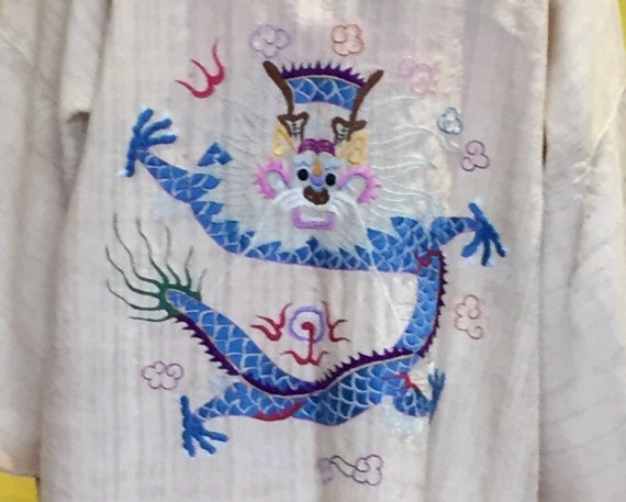 Antique 1920s Japanese Raw Silk Hand Embroidered … - image 4