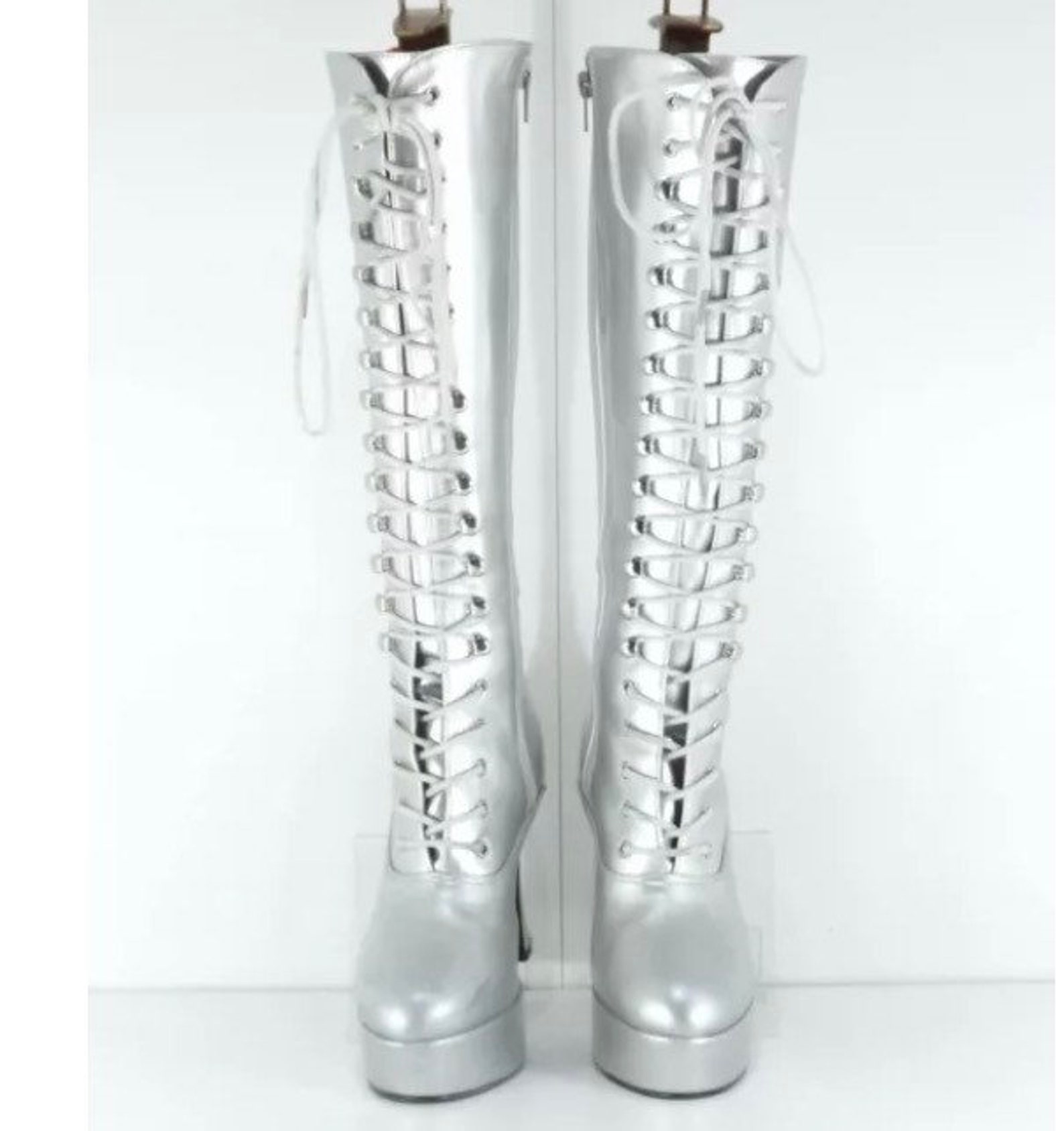 70s platform knee high boots
