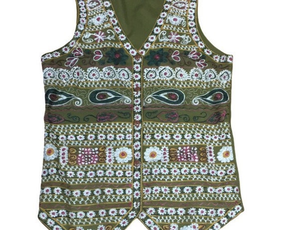 Vintage Embroidered Waistcoat Vest. 1970s-90s