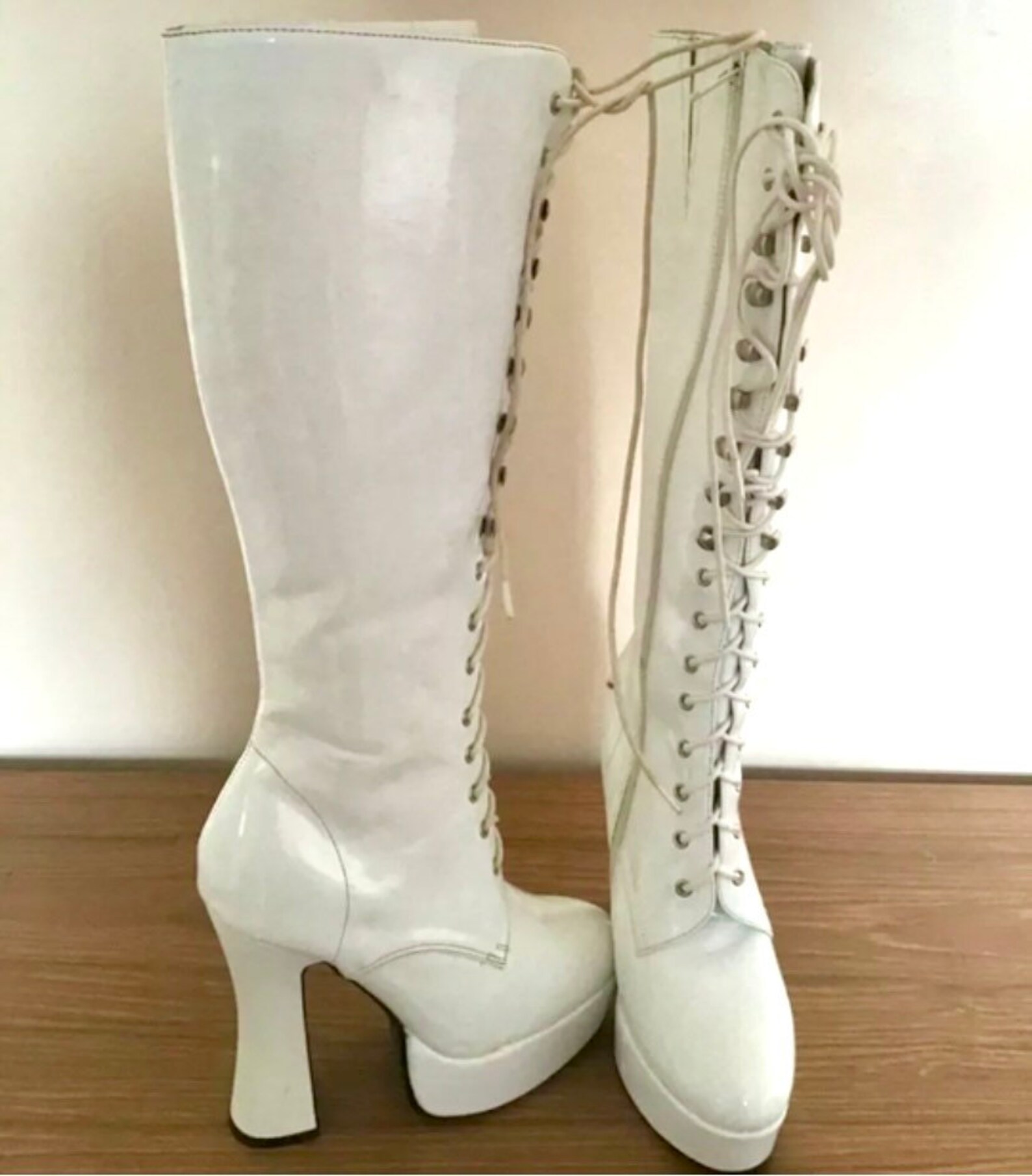 70s platform knee high boots