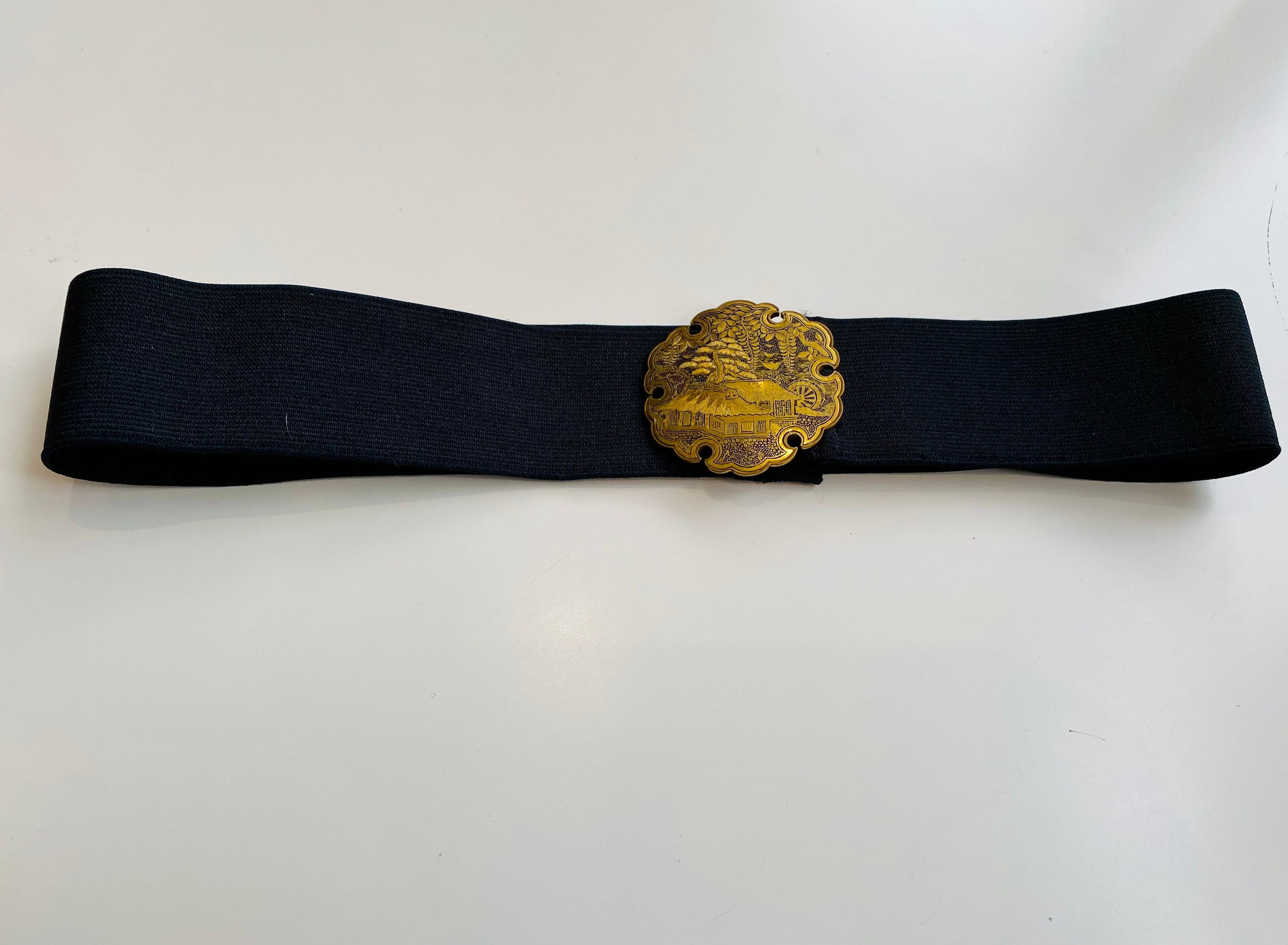 Accesorios Cinturones y tirantes Hebillas para cinturón Antique Vintage Art Deco 14k oro relleno GF perseguido monograma cinturón hebilla 12.7 