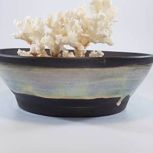 Handmade planter pot coastal planter rustic pot farmer planter bonsai pot orchid planter wide pot ceramic planter rare plants pot black clay