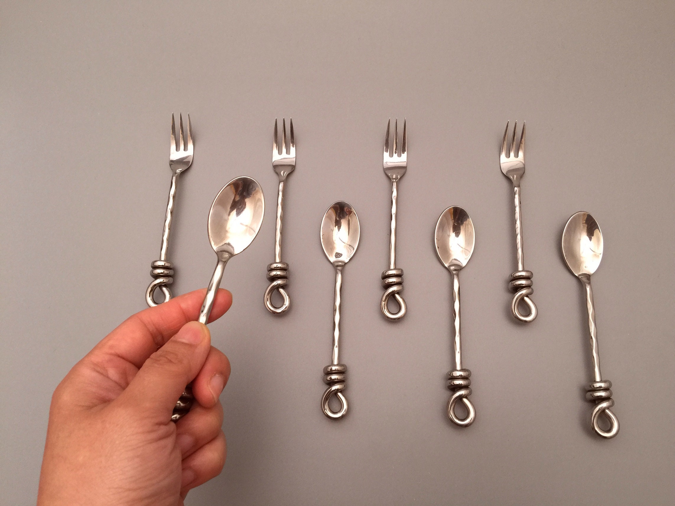 8 Piece Set 100 Handmade Artisan Stainless Steel Flatware Etsy Canada