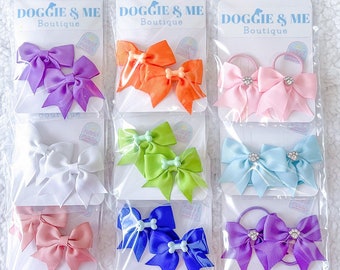 Cute Dog Hair Bows (Set of 2), Hair bows for dogs, Dog hair bows with barrette, Dog hair bows with hair band, Handmade dog hair bows