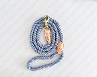 Braided Pet Leash, Cute Pet Leash, Pet Leash, Ombre Rope Dog Leash, Rope Pet Leash, Leather Pet Leash, 5ft Pet Leash, Blueberry Leash