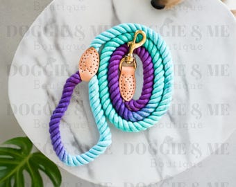 Braided Pet Leash, Cute Pet Leash, Pet Leash, Ombre Rope Dog Leash, Rope Pet Leash, Leather Pet Leash, 5ft Pet Leash, Ombre Purple Leash