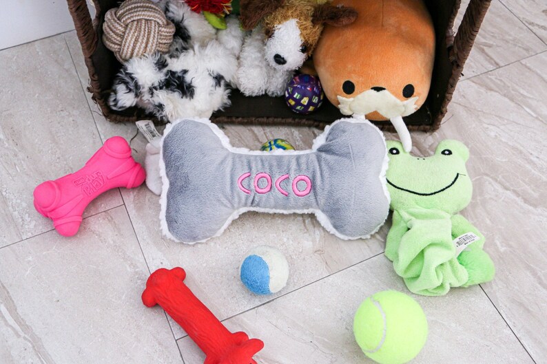 Personalized Dog Bone Toy With Squeaker Dog Toy Cute Dog Etsy