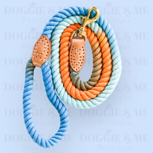 Braided Pet Leash, Cute Pet Leash, Pet Leash, Ombre Rope Dog Leash, Rope Pet Leash, Leather Pet Leash, 5ft Pet Leash, Ombre Orange Leash