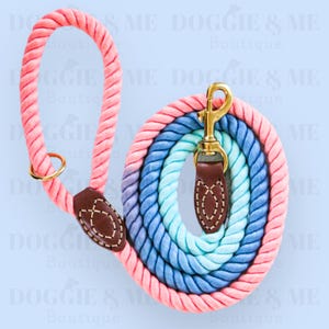 Braided Pet Leash, Cute Pet Leash, Pet Leash, Ombre Rope Dog Leash, Rope Pet Leash, Leather Pet Leash, 5ft Pet Leash, Ombre Pink Leash