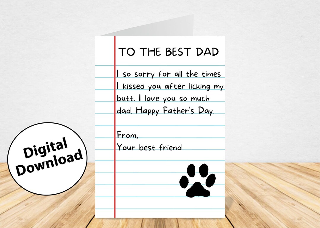 Printable Dog Dad Card, Dog Dad Card, Funny Father's Day Card, Father's Day Card, Father's Day ...