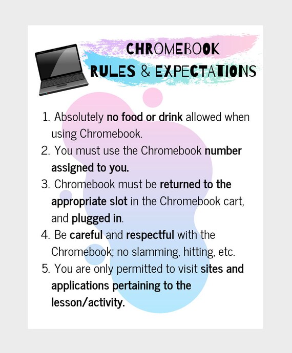Chromebook Rules & Expectations Classroom Poster Etsy