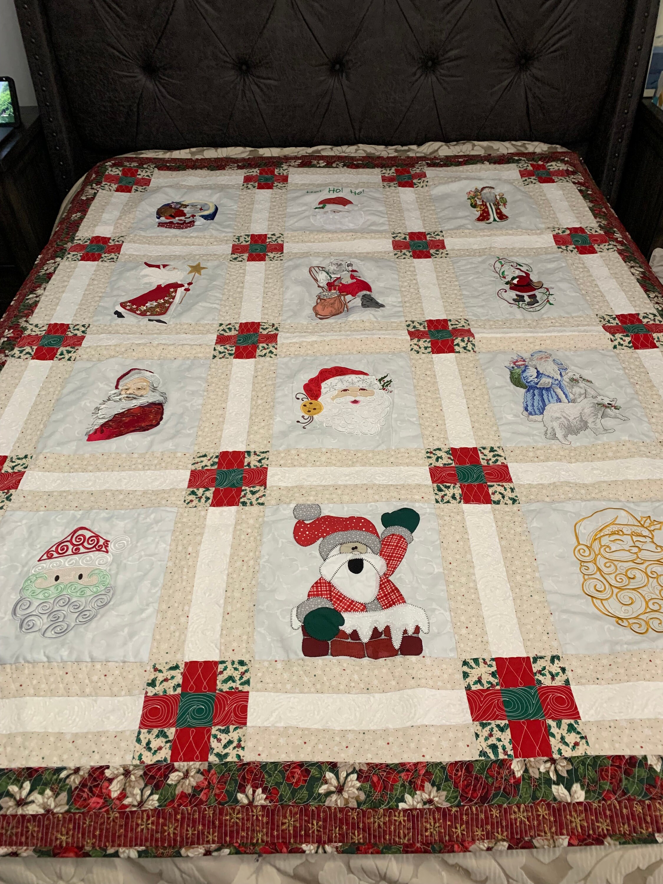 Full Size Christmas Holiday Santa Embroidery Soft and Comfy Warm Cotton ...
