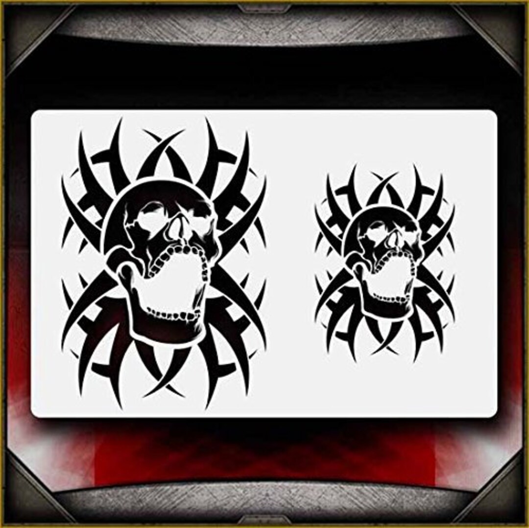 Tribal Skull 1 Airsick Airbrush Stencil Template Etsy