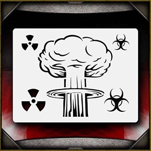 Mushroom cloud airsick airbrush stencil template