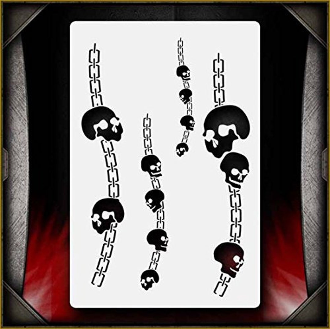 Skull Chains 2 Airsick Airbrush Stencil Template Etsy