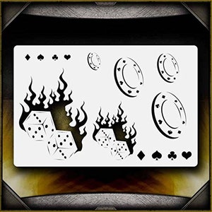 Flaming dice airsick airbrush stencil template