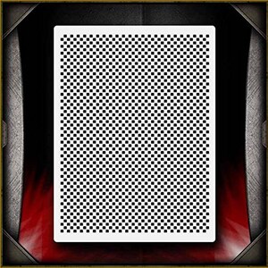 May include: A white stencil with a black checkered pattern. The stencil is made of a durable material and is perfect for creating a variety of projects.