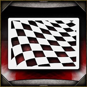 Waving checkers airsick airbrush stencil template