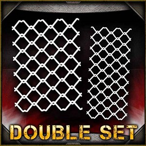 May include: A double set of white chain link fence stencils. The stencils are made of a durable material and are perfect for creating a realistic chain link fence effect on any surface.