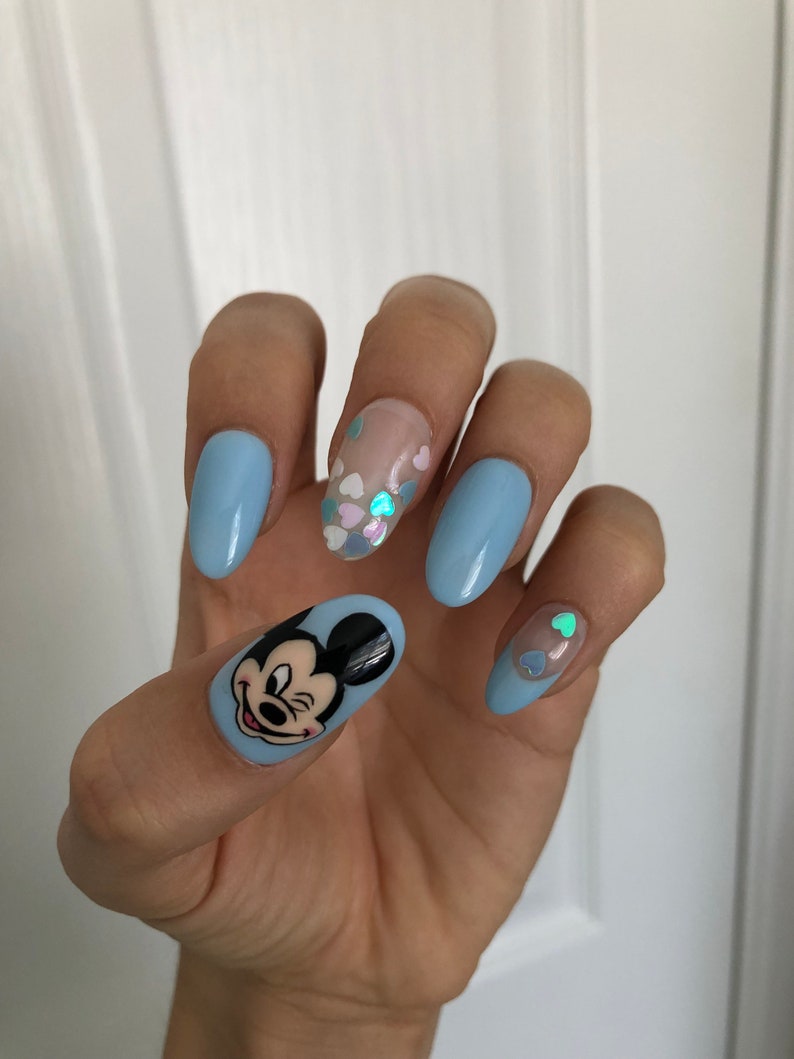 Mickey Mouse Hand Painted Gel Press On Nails/Fake Nails image 2
