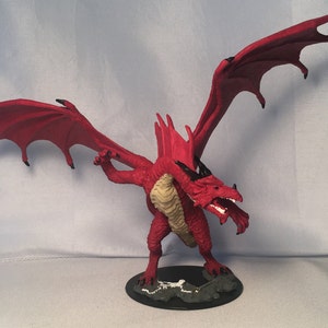 Red Dragon Painted DnD Miniatuur/Adult Red Dragon/Huge/DnD Miniature/Dragon D&D Hand Painted Mini/Painted Miniature