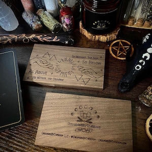 Tarot, Oráculo, Tarjetero de Altar; Tarot Tarot de Madera de Nogal