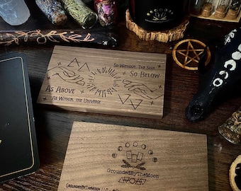 Tarot, Oracle, Altar Card Holder; Walnut Wood Tarot Card Holder