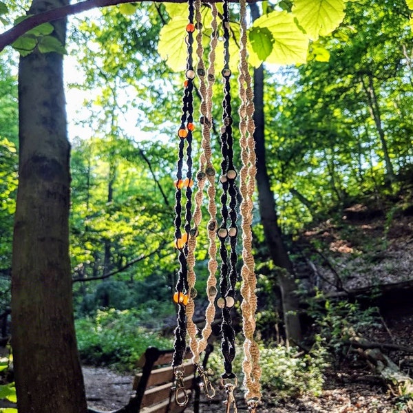 Hanf-Lanyards mit Edelsteinperlen und Verschluss