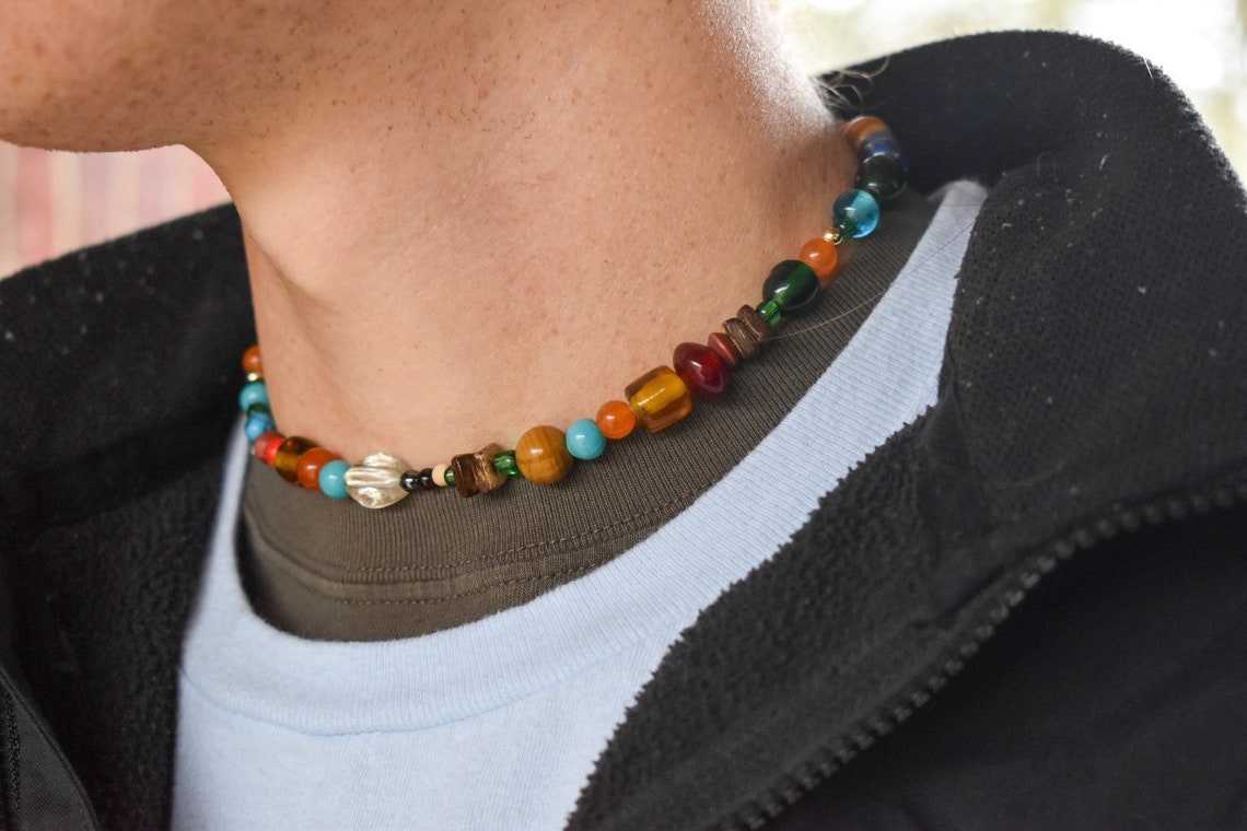 Damon Albarn Inspired 90s Beaded Choker Necklace Etsy