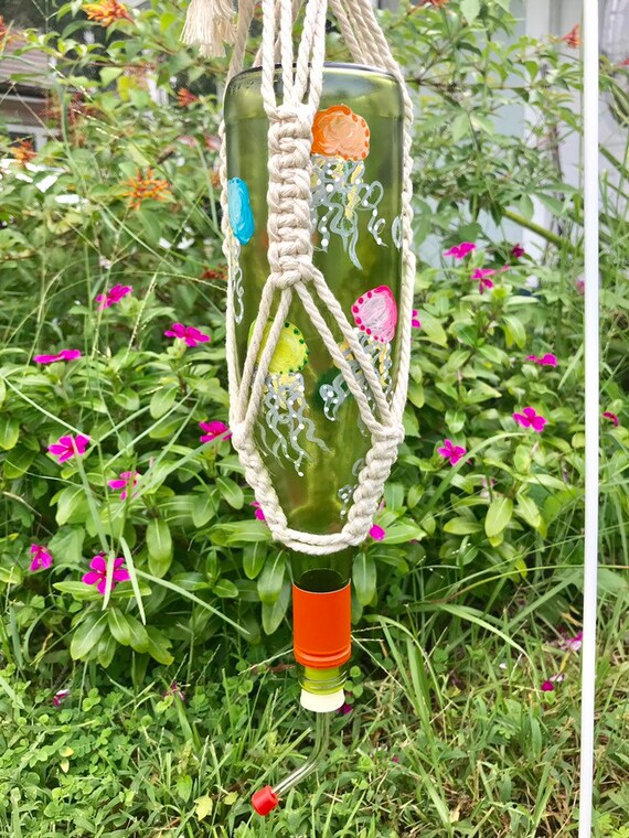 Hummingbird Feeder Made From Upcycled Wine Bottle With Etsy