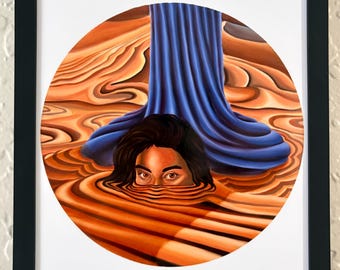 Lámina artística "Paisaje onírico del desierto" / Arte mural surrealista de Loren Malul