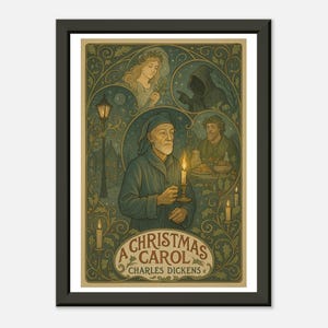 A Christmas Carol – 5&quot; x 7&quot; Metal Framed Poster | Vintage Book Cover Print by Charles Dickens