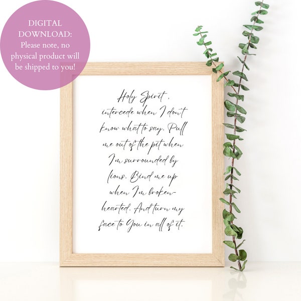 Prayer Closet Decor War Room Prayer Christian Wall Art Holy Spirit Printable Instant Digital Download Multiple Sizes Hard Times Gift Grief