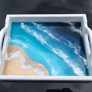 Beach Wave Trays- CUSTOM DECORATIVE TRAYS: Ocean Wave Decor- 4 sizes available