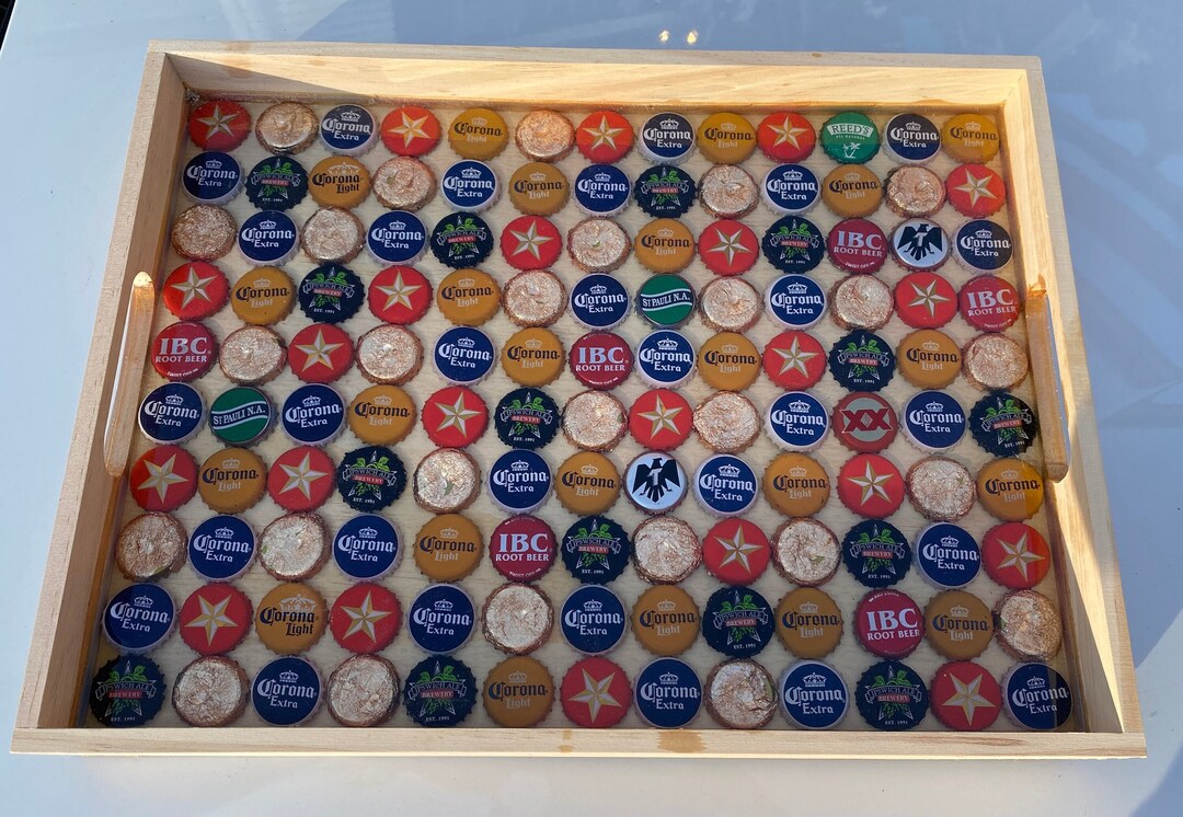 BEER BOTTLE CAP Tray serving/ Decorative Tray Made of Real Etsy