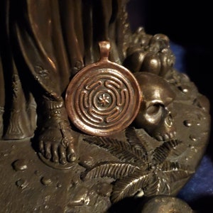 Strophalos or Hekates Wheel Pendant, Altar/Divination Coin, or Rosary Centerpiece In Fine Silver, Golden Bronze, or Copper image 2