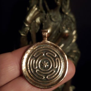 Strophalos or Hekates Wheel Pendant, Altar/Divination Coin, or Rosary Centerpiece In Fine Silver, Golden Bronze, or Copper image 3