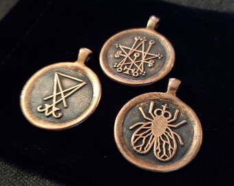 Three Chiefs ~ Astaroth, Lucifer, Belzebuth | Pendant, Altar/Divination Coin, or Rosary Centerpiece | In Silver, Bronze, or Copper