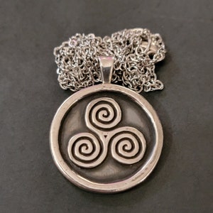 Triskelion / Triskeles / Triple Spiral Pendant, Altar/Divination Coin, or Rosary Centerpiece In Fine Silver, Golden Bronze, or Copper Silver