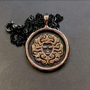Algol, Medusa, or Gorgon&#39;s Head | Pendant, Altar/Divination Coin, or Rosary Centerpiece | In Fine Silver, Golden Bronze, or Copper