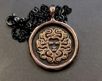 Algol, Medusa, or Gorgon&#39;s Head | Pendant, Altar/Divination Coin, or Rosary Centerpiece | In Fine Silver, Golden Bronze, or Copper