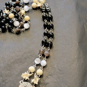 Hekate Rosary / Prayer Beads with Genuine Stones and Bones Snake Vertebrae, Hematite, Black Tourmaline, & More on Sterling Silver Wire image 5