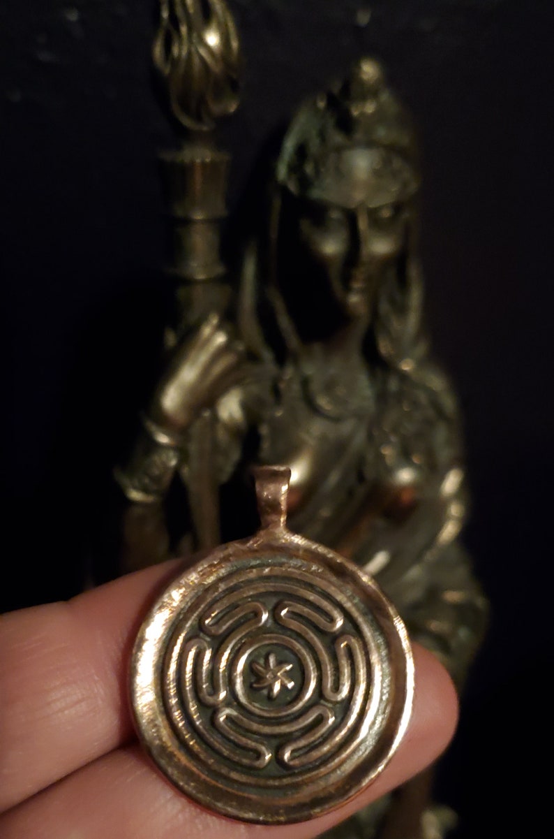 Strophalos or Hekates Wheel Pendant, Altar/Divination Coin, or Rosary Centerpiece In Fine Silver, Golden Bronze, or Copper image 3