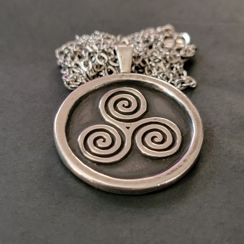 Triskelion / Triskeles / Triple Spiral Pendant, Altar/Divination Coin, or Rosary Centerpiece In Fine Silver, Golden Bronze, or Copper image 3