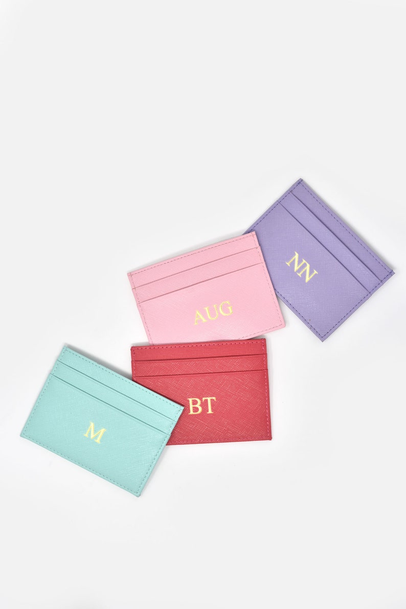 Personalized Monogram Credit Card Holder Esme Saffiano Leather Minimalist Card Holder image 7