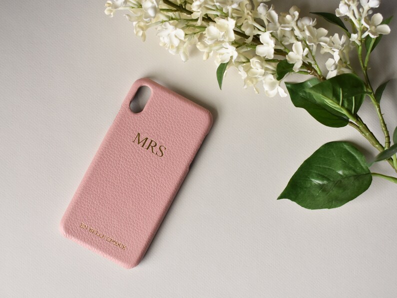 Bridal Gift Monogrammed XS Max; XR; XXS; 78 Plus; 78 Genuine Pebble Leather iPhone Case