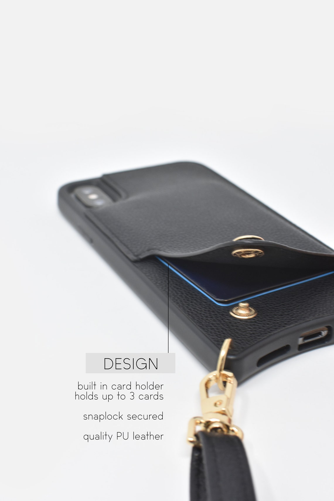 Personalized iPhone Crossbody Lanyard Leather Black or Gray Etsy