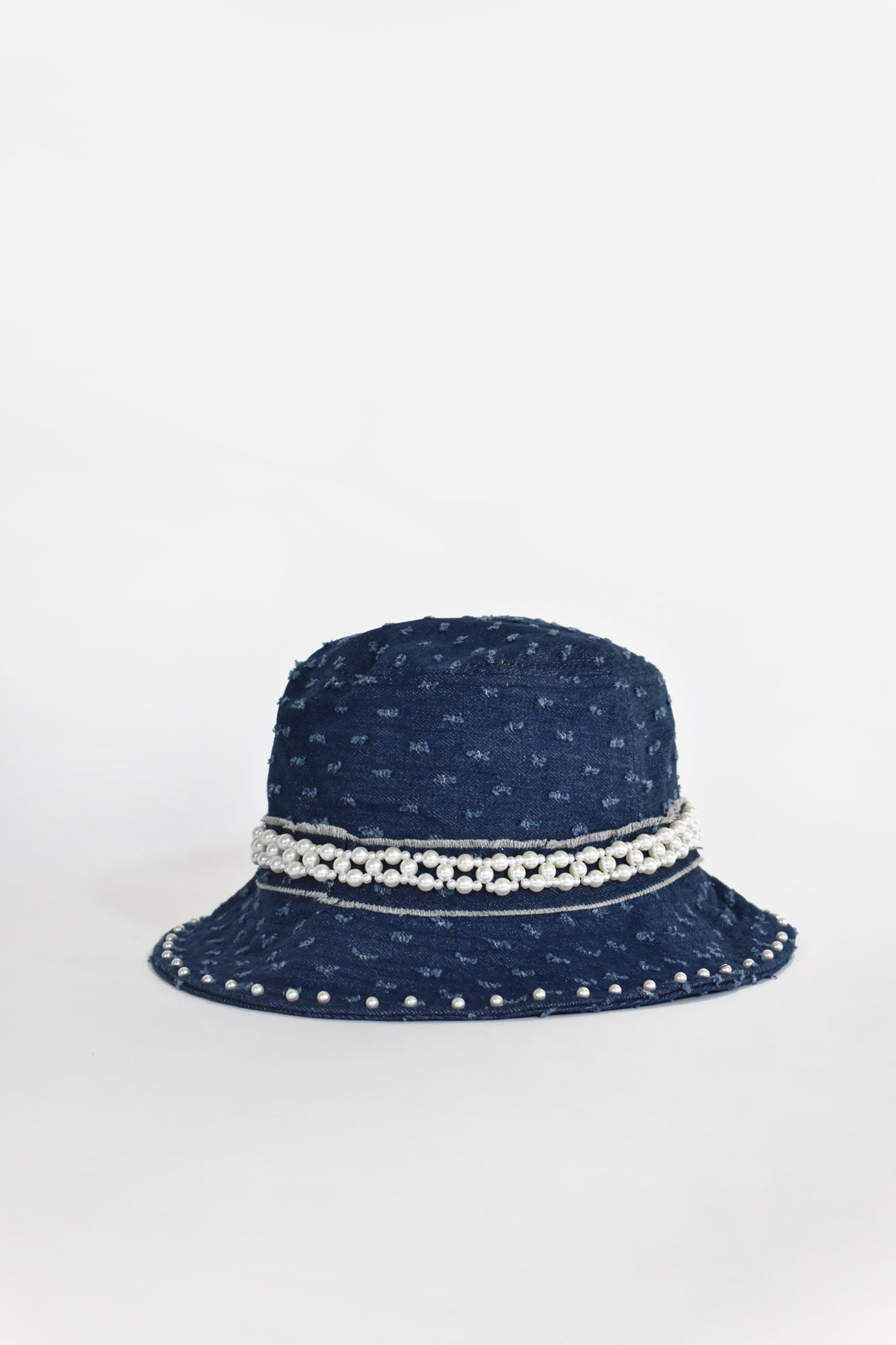 Denim Blue Pearl Embellished Bucket Hat Céleste Denim Pearl - Etsy