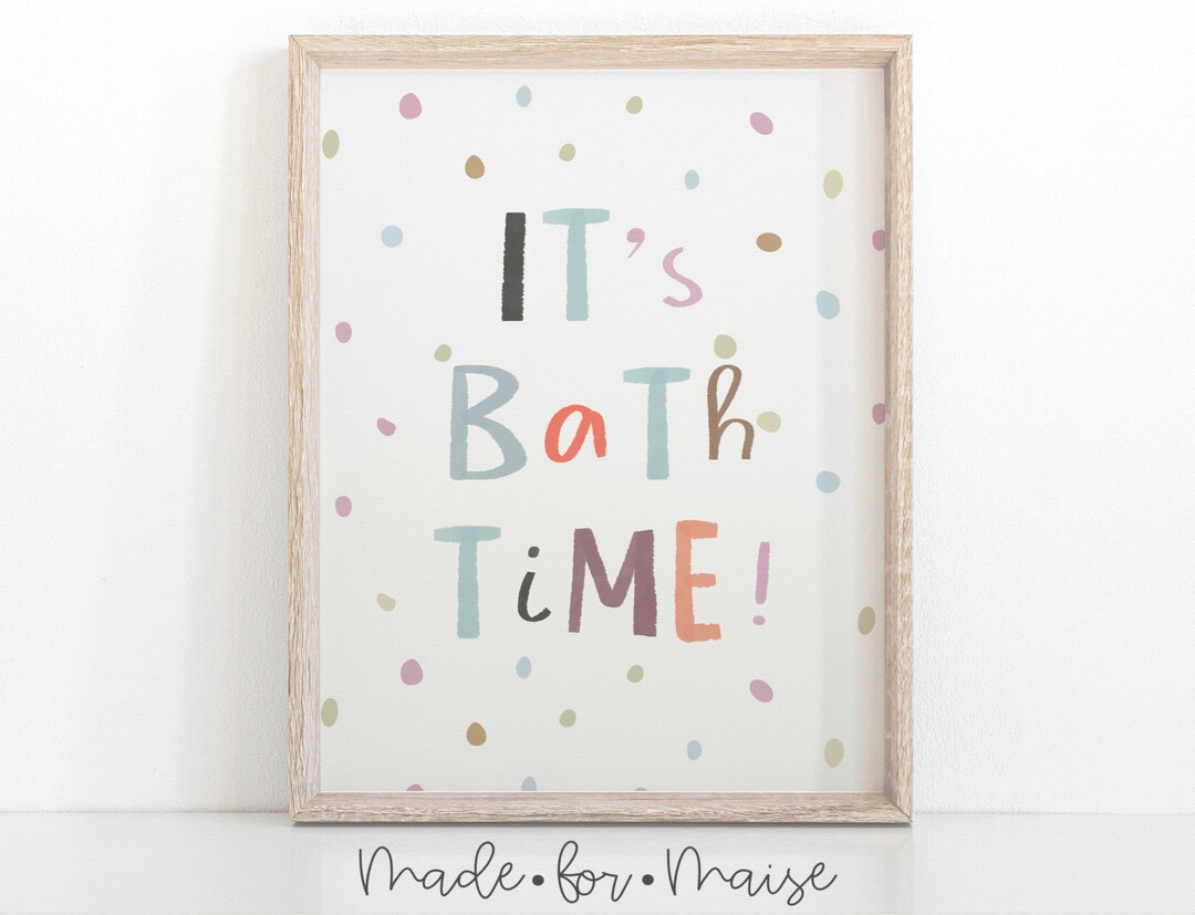Its Bath Time Kids Bathroom Commands Wall Art Rainbow Etsy